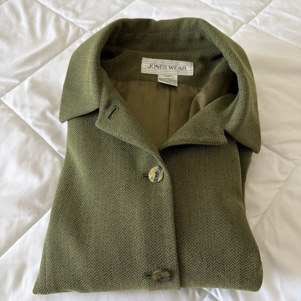 Jones Wear Olive Green Suit Blazer/Jacket Lined Stylish Size 12 - Picture 14 of 14